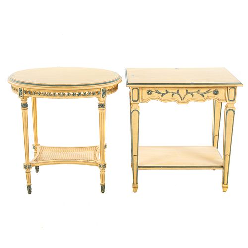 Two Louis XVI Style Painted Tables by Jules Rist