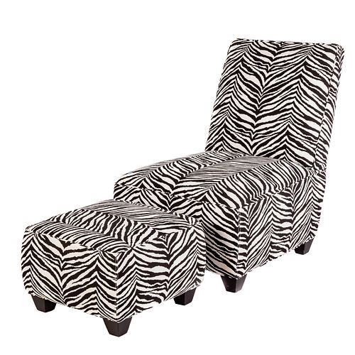 Lee Industries Zebra Print Chair & Ottoman