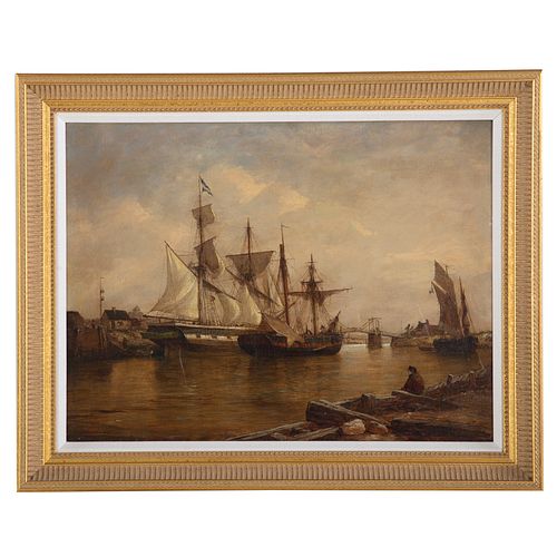 Timmermans. Ships Docked at a Harbor, oil