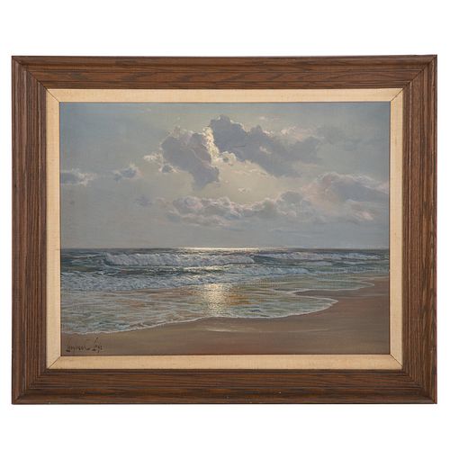 Leonard C. Lane. Sunlit Seascape, oil on canvas