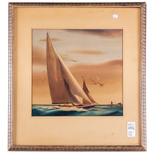 Sandor Bernath. Yacht Race, watercolor