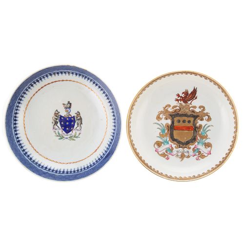 Two Chinese Export Armorial Saucers