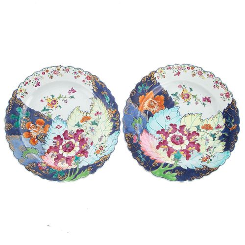 A Pair Chinese Export Tobacco Leaf Plates