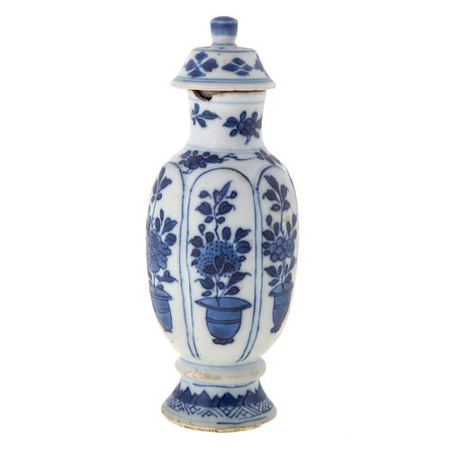 Miniature Chinese Export Blue/White Paneled Jar