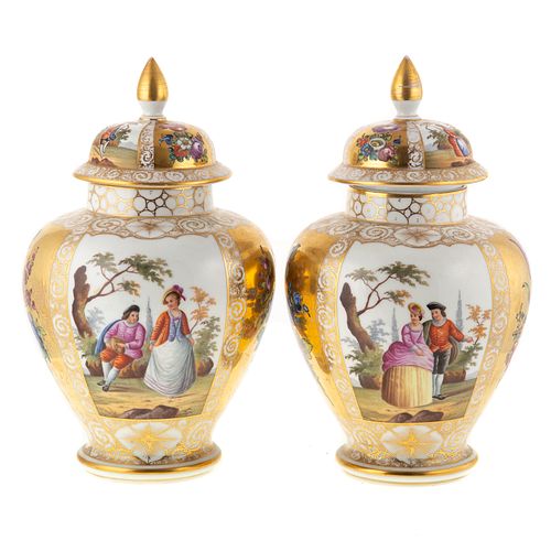 A Pair of Augustus Rex Porcelain Urns