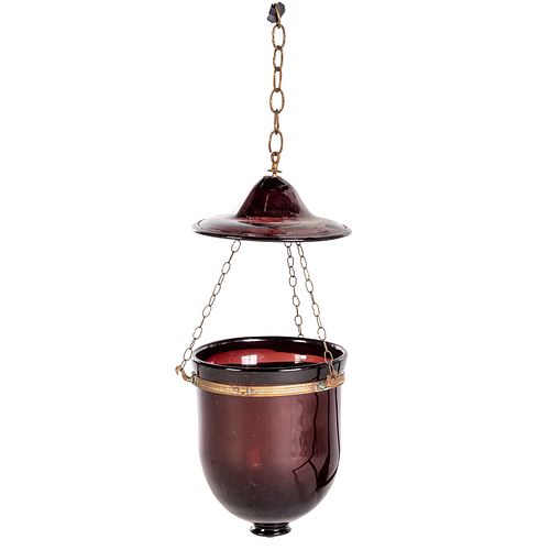 American Amethyst Glass Bell Jar Hanging Lamp