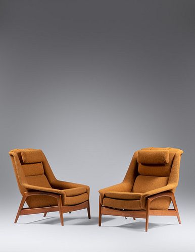 Folke Ohlsson
(Swedish, 1919-2003)
Pair of Lounge Chairs with Ottoman