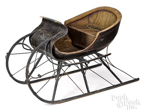 Victorian painted sleigh by I.G. Cox & Bro.