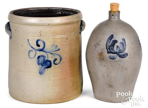 Stoneware crock and jug, 19th c.
