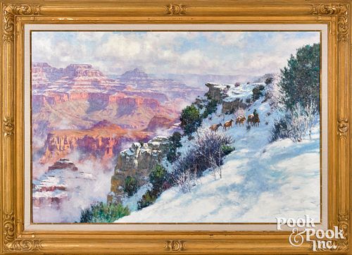 Karl Thomas oil on canvas Western landscape