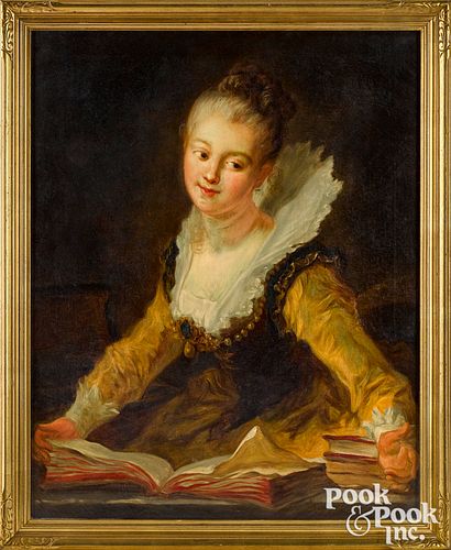After Jean Honore Fragonard oil on canvas portrait