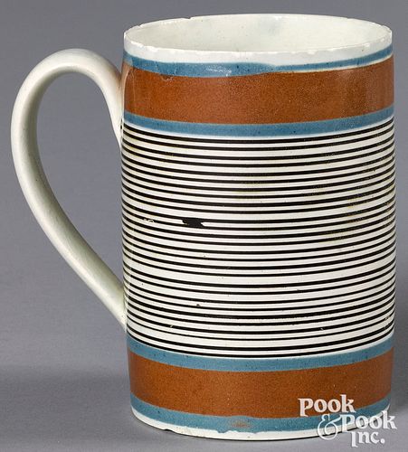 Mocha mug, with thin brown bands