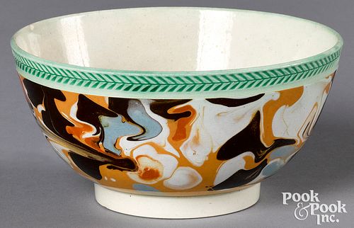 Mocha waste bowl, with marbleized glaze