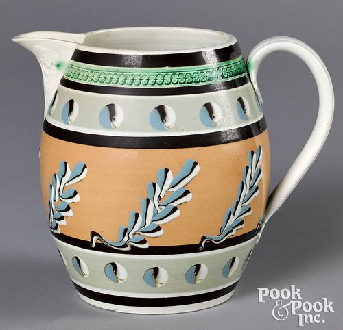 Mocha pitcher, with cat's-eye and twig decoration