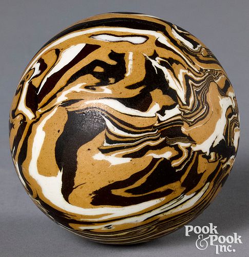 Mocha carpet ball, with marbleized glaze