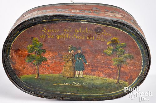 Continental painted bentwood bride's box