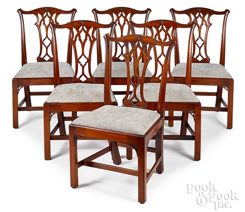 Set of six Chippendale mahogany dining chairs