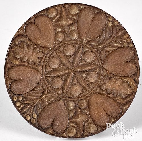 Intricately carved mahogany butterprint
