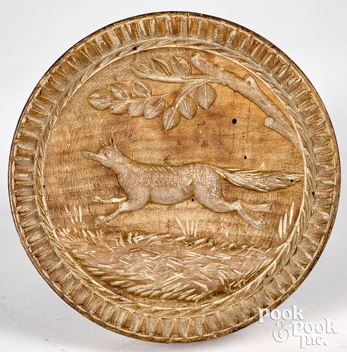 Rare carved maple running fox butterprint
