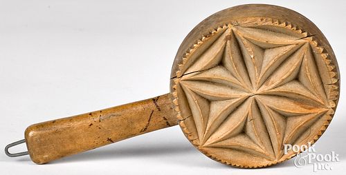 Carved maple paddle butterprint, 19th c.
