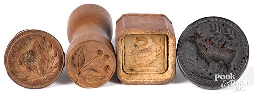 Four small carved maple butterprints, 19th c.