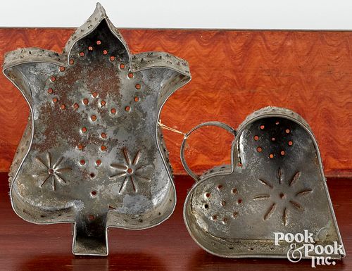 Two tin cheese strainers, 19th c.