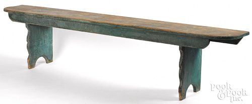 Pennsylvania painted pine mortised bench, 19th c.