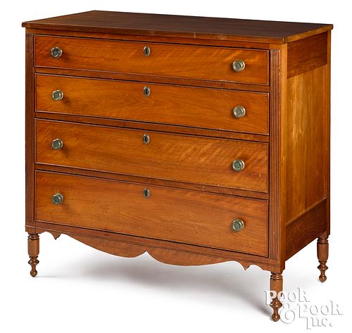 Sheraton tiger walnut chest of drawers