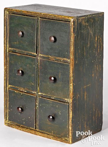 Painted pine apothecary cupboard, 19th c.