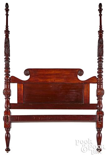 Federal carved cherry and maple tall post bed