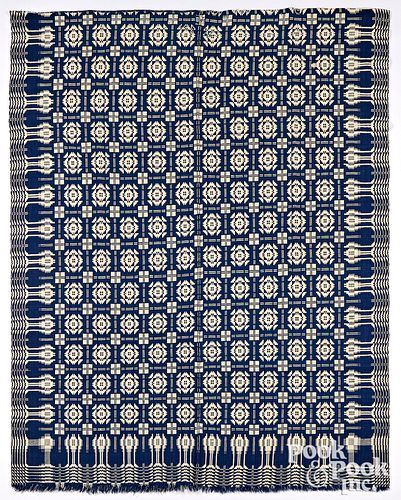 Two blue and white coverlets, mid 19th c.