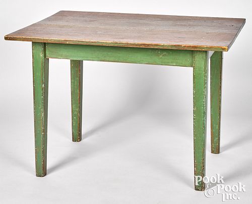 Painted pine work table, 19th c.