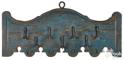 Painted pine utensil rack, 19th c.