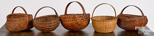 Five split oak baskets, early 20th c.