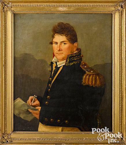 Oil on canvas portrait of a man in military dress