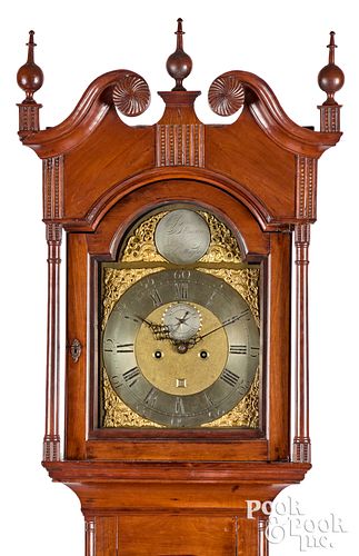 Chester County Chippendale cherry tall case clock