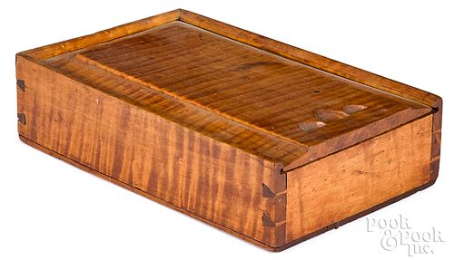Pennsylvania tiger maple slide lid box, 19th c.