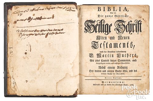 Christopher Saur gun wad Bible, Germantown 1776