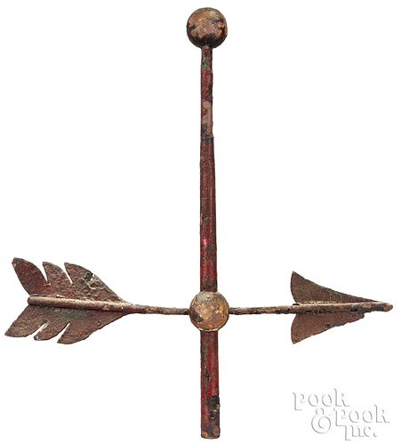 Sheet iron weathervane directional arrow, 19th c.