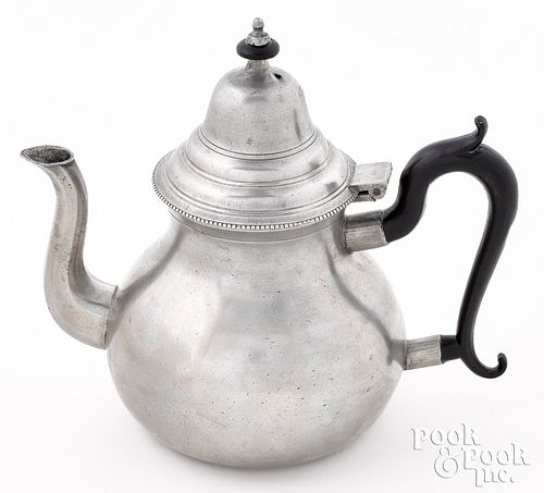 Hartford, Connecticut pewter teapot, ca. 1820