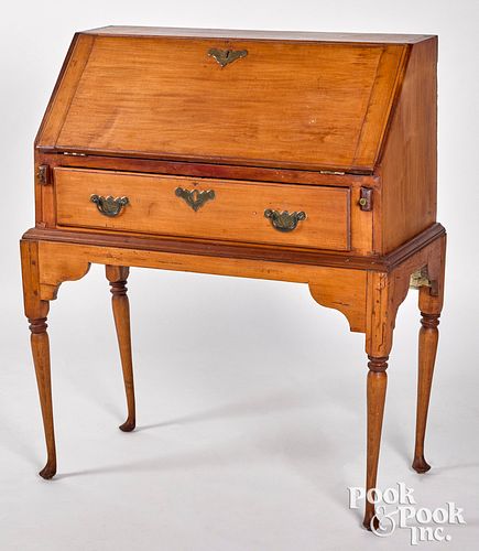 New England Queen Anne maple desk on frame