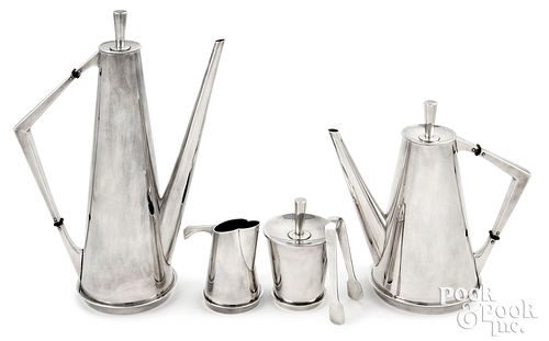 Art Deco five piece silver tea and coffee service