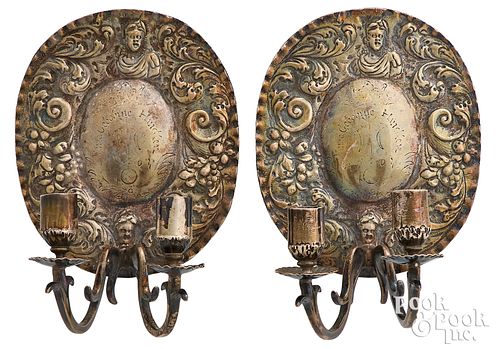 Pair of miniature Dutch silver sconces, 18th c.