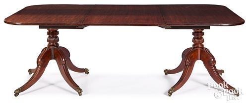 Regency mahogany double pedestal dining table