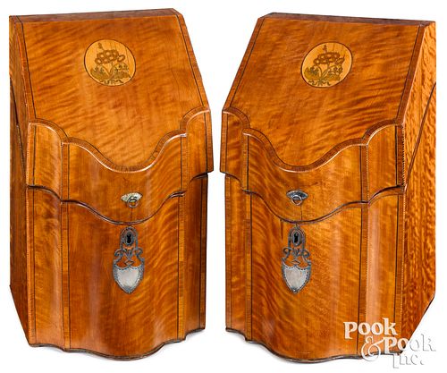 Pair of George III satinwood knife boxes