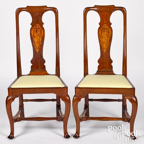 Pair of Queen Anne mahogany dining chairs