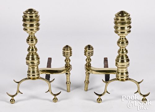 Pair of Federal brass andirons, ca. 1830