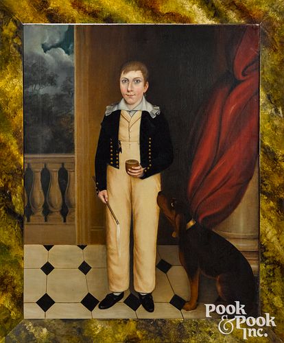 English oil on canvas folk portrait