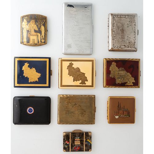 Ten Souvenir Cigarette Cases and Compacts, Including Four Allied-Occupied Germany Examples