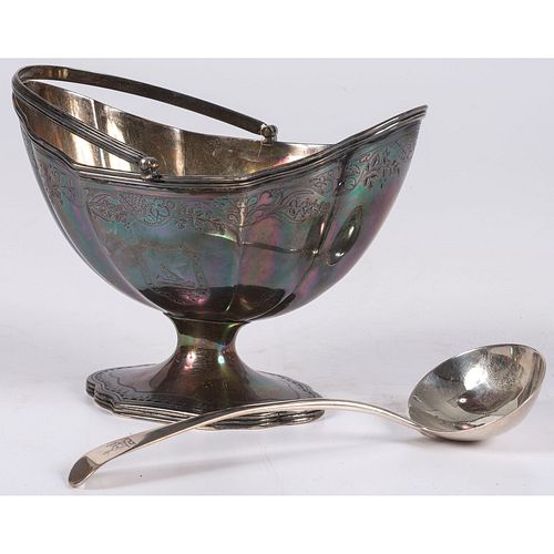 A Georgian Silver Candy Dish and Ladle